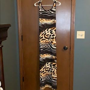 Animal print slim maxi dress